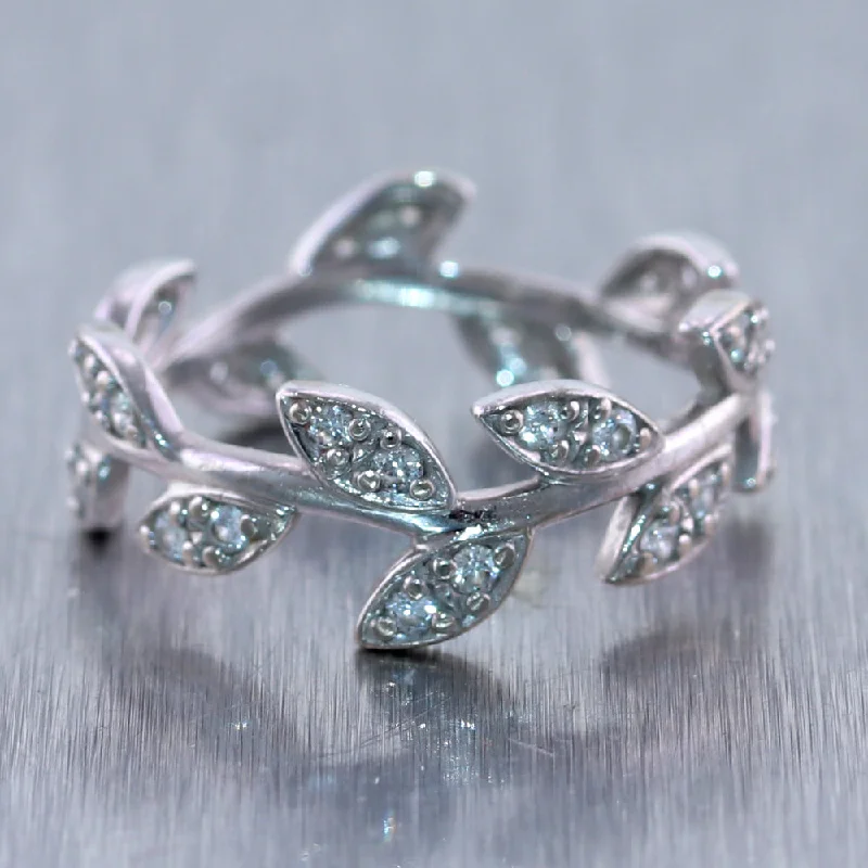 Luxury Jewelry Sale – Sparkle For Less Tiffany & Co. Paloma Picasso 18k White Gold 0.28ctw Diamond Olive Leaf Ring