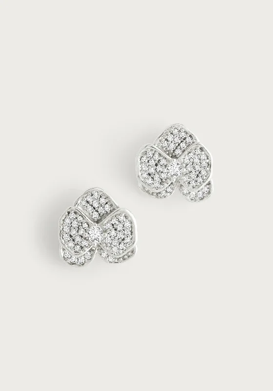 Special Deals On Handcrafted And Designer Jewelry Orchid White Pavé Studs, Silver