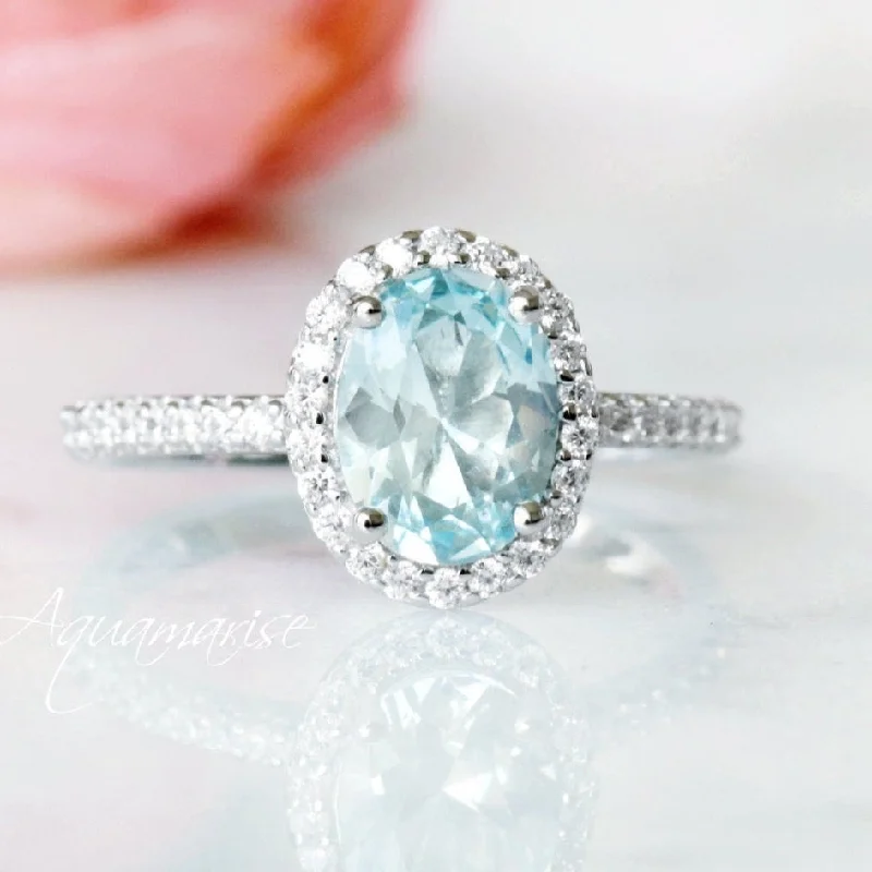 Iris Aquamarine Ring- Sterling Silver