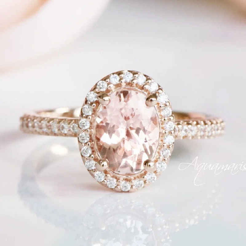 Iris Oval Morganite Ring- 14K Rose Gold Vermeil