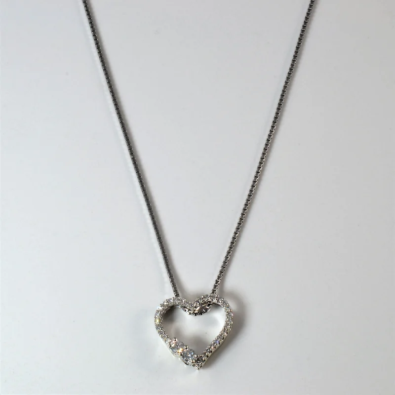 Pave Diamond Heart Necklace | 0.36ctw | 16" |