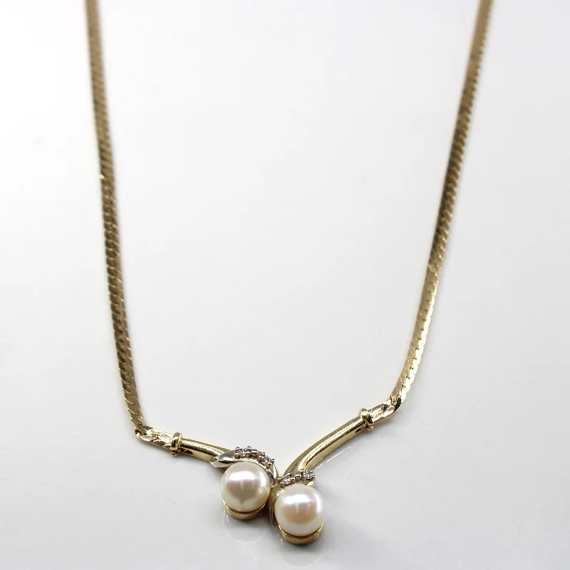 Unmissable Jewelry Discounts – Elevate Your Look For Less Pearl & Diamond Necklace | 0.04ctw | 16"|