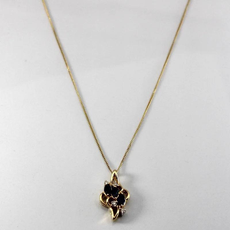 Sapphire & Diamond Pendant Necklace | 0.30ctw | 0.06ctw | 18"|