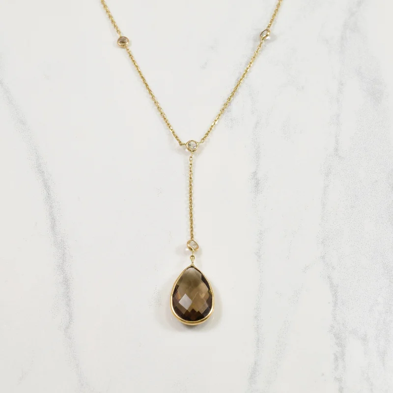Jewelry Clearance Event – Stock Up Before It's Over Smoky & White Quartz Lariat Necklace | 4.00ctw | 16" |