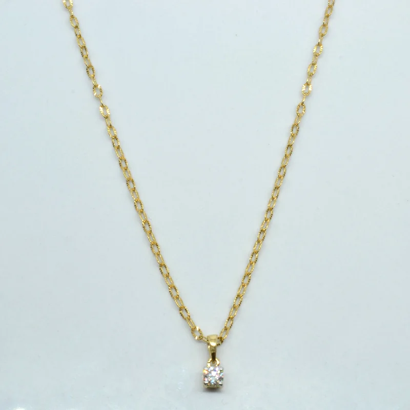 Solitaire Diamond Rolo Chain Necklace | 0.11ct | 17"|