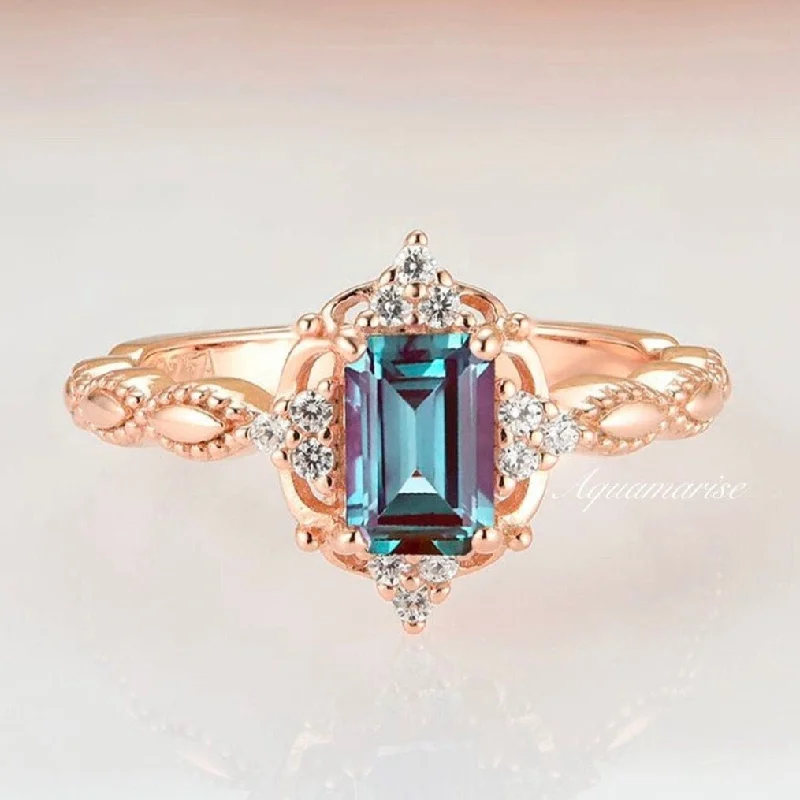 Claire Alexandrite Ring- 14K Rose Gold Vermeil