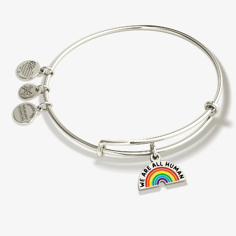 Best Jewelry Sale – Shop Exclusive Designs Now 'We Are All Human' Rainbow Charm Bangle Bracelet