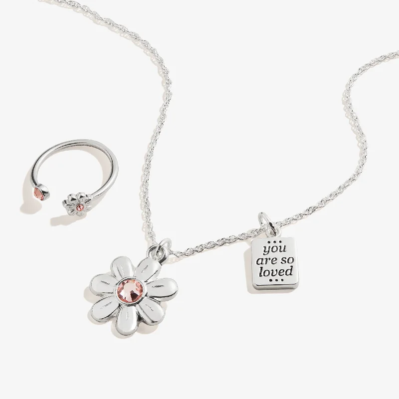 The Ultimate Jewelry Sale – Shop Premium Styles 'You Are So Loved' Flower Necklace + Ring Set