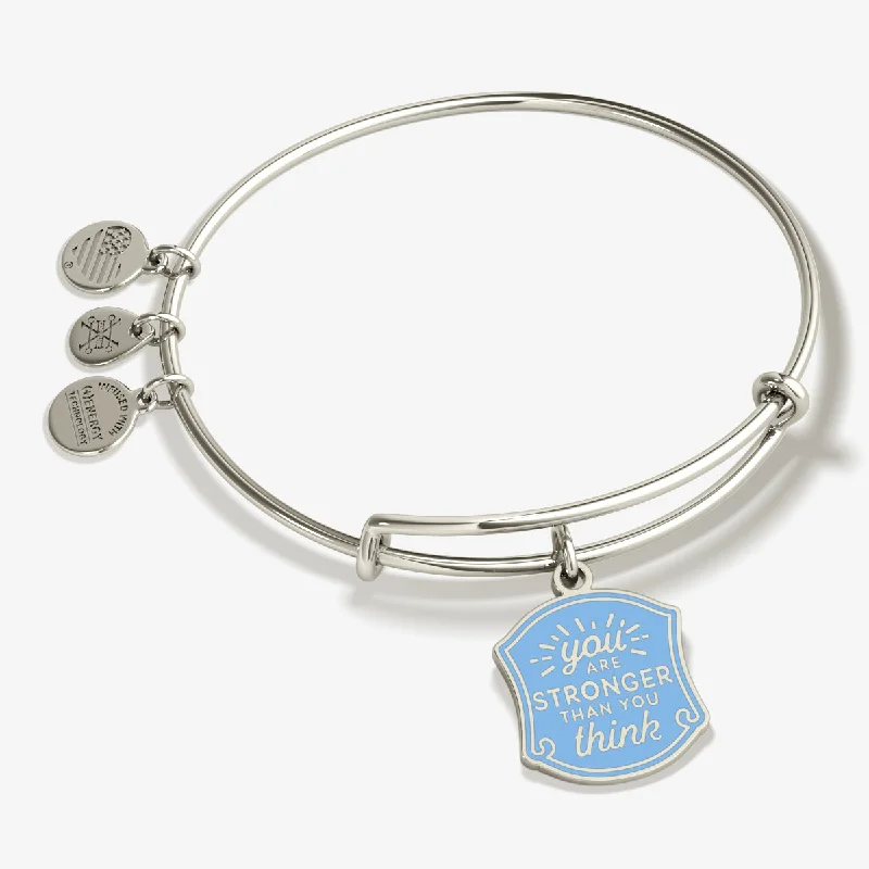 Sparkle On A Budget – Fine Jewelry For Less 'You Are Stronger Than You Think' Charm Bangle Bracelet