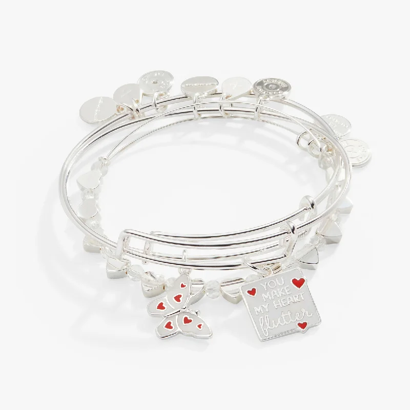 Luxury Jewelry Without The Luxury Price Tag 'You Make My Heart Flutter' Charm Bangle, Set of 3